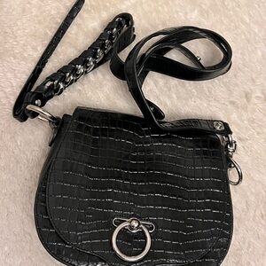 Rebecca Minkoff Black Croc-Embossed Crossbody Bag